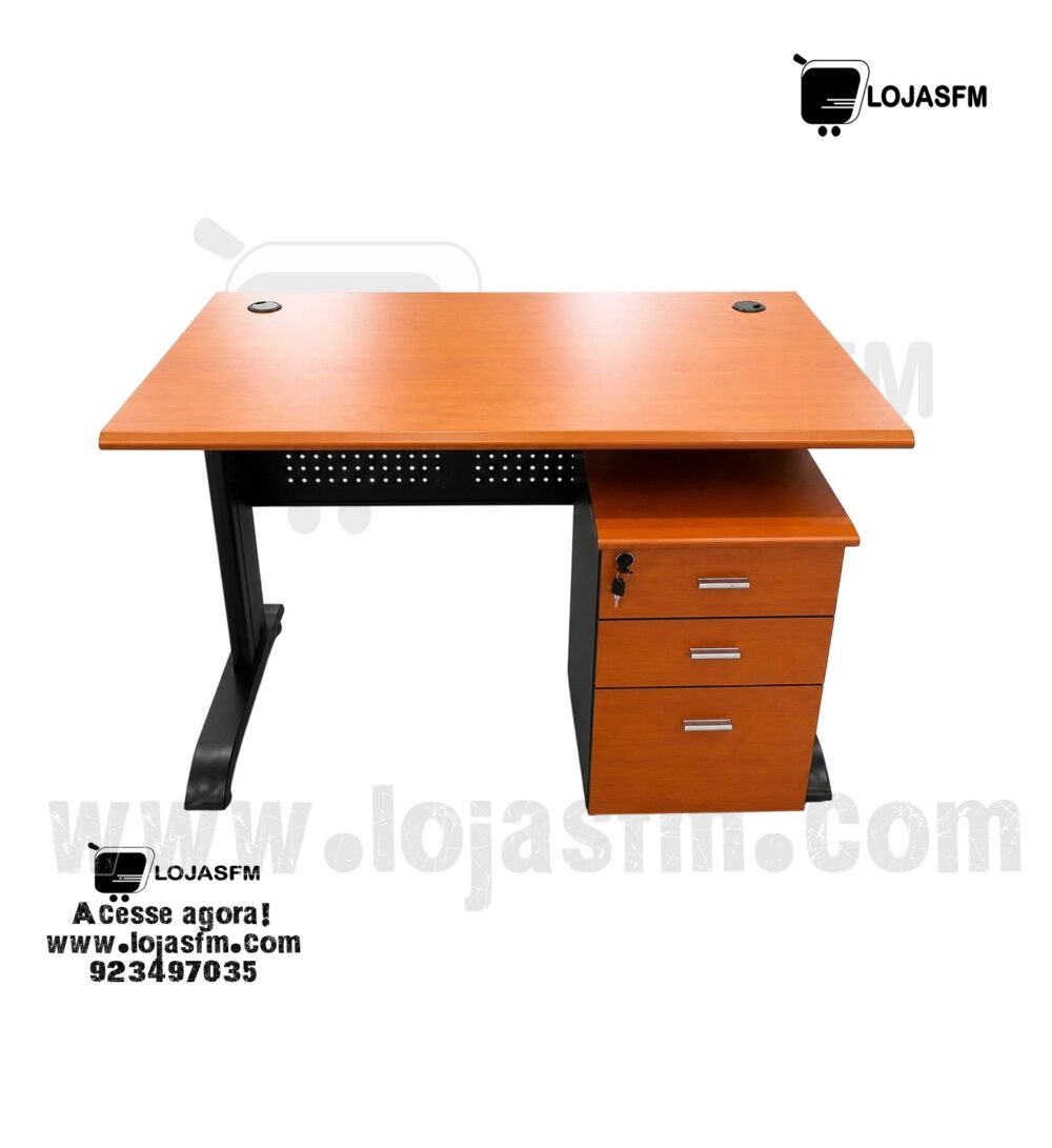 Secretária de Escritório 120x60 com Gaveteiro – Design Moderno com Estrutura Metálica - Image 1