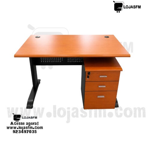 Secretária de Escritório 120x60 com Gaveteiro – Design Moderno com Estrutura Metálica