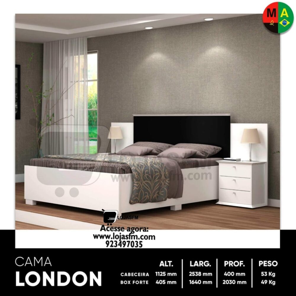 Cama london de casal medida 200x160 com o respectivo colchão e 2 bancas produto novo com direito entrega e montagem - Image 1