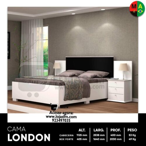 Cama london de casal medida 200x160 com o respectivo colchão e 2 bancas produto novo com direito entrega e montagem