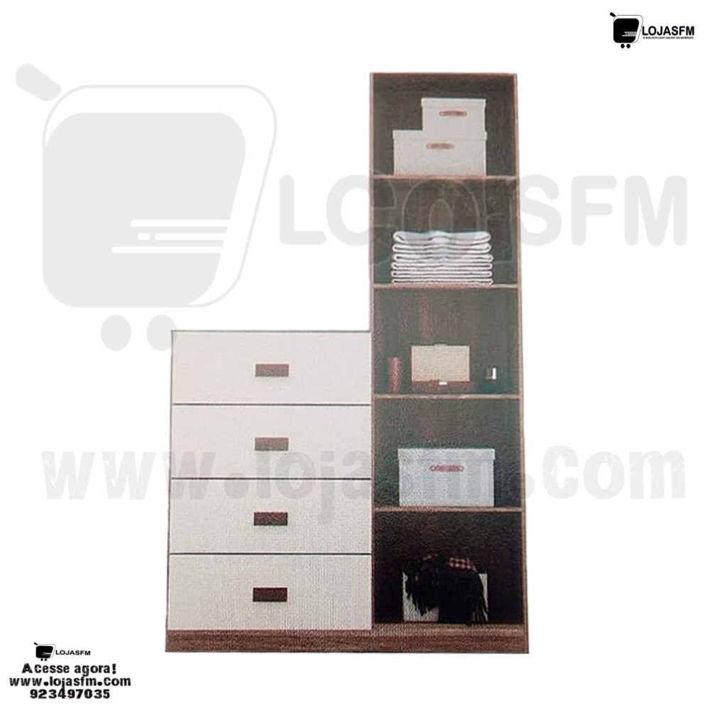 Cómoda com 4 gaveta e um armário de 1 porta com espelho produto novo com direito entrega e montagem - Image 2