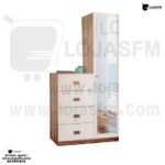 Cómoda com 4 gaveta e um armário de 1 porta com espelho produto novo com direito entrega e montagem