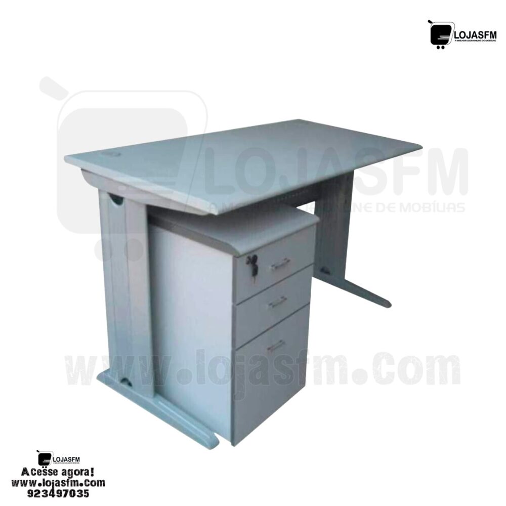 Secretaria com tampo de madeira e pés metálico medida 120x70 com bloco rodado produto novo com direito entrega e montagem - Image 1