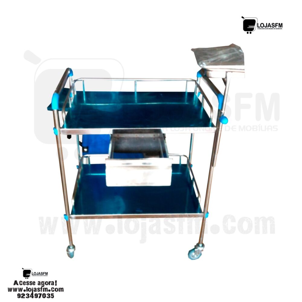 WhatsApp Image 2023-01-23 at 08.46.26 estante para hospital mult uso com roda e 1 gaveta produto novo com direito entrega e montagem - Image 1