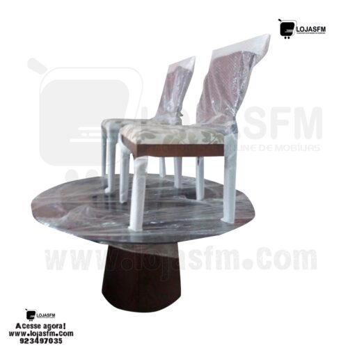 Mesa de jantar portuguesa com tampo de vidro oval com 6 cadeira produto novo com entrega e montagem