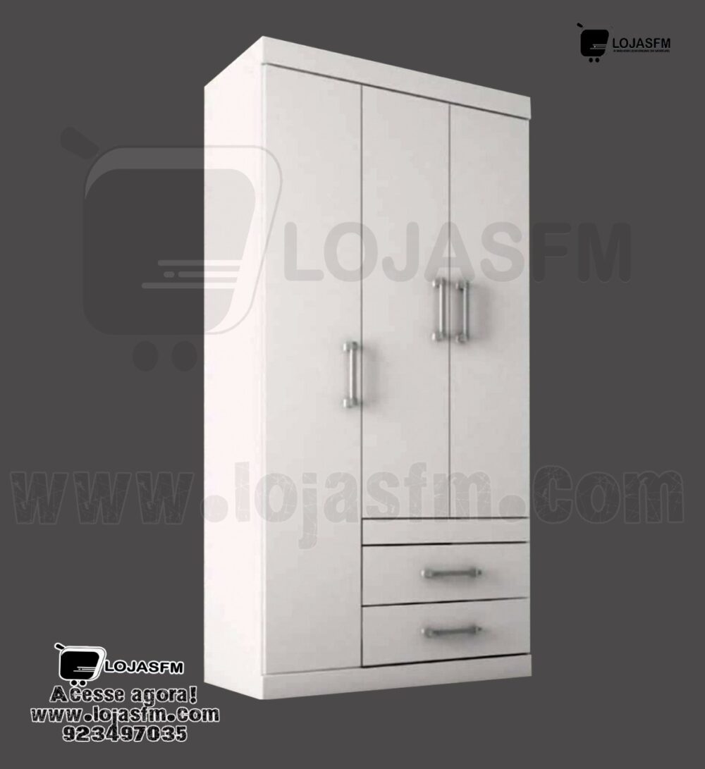 Roupeiro cor branco com 3 porta e 2 gaveta produto novo com direito entrega e montagem - Image 1