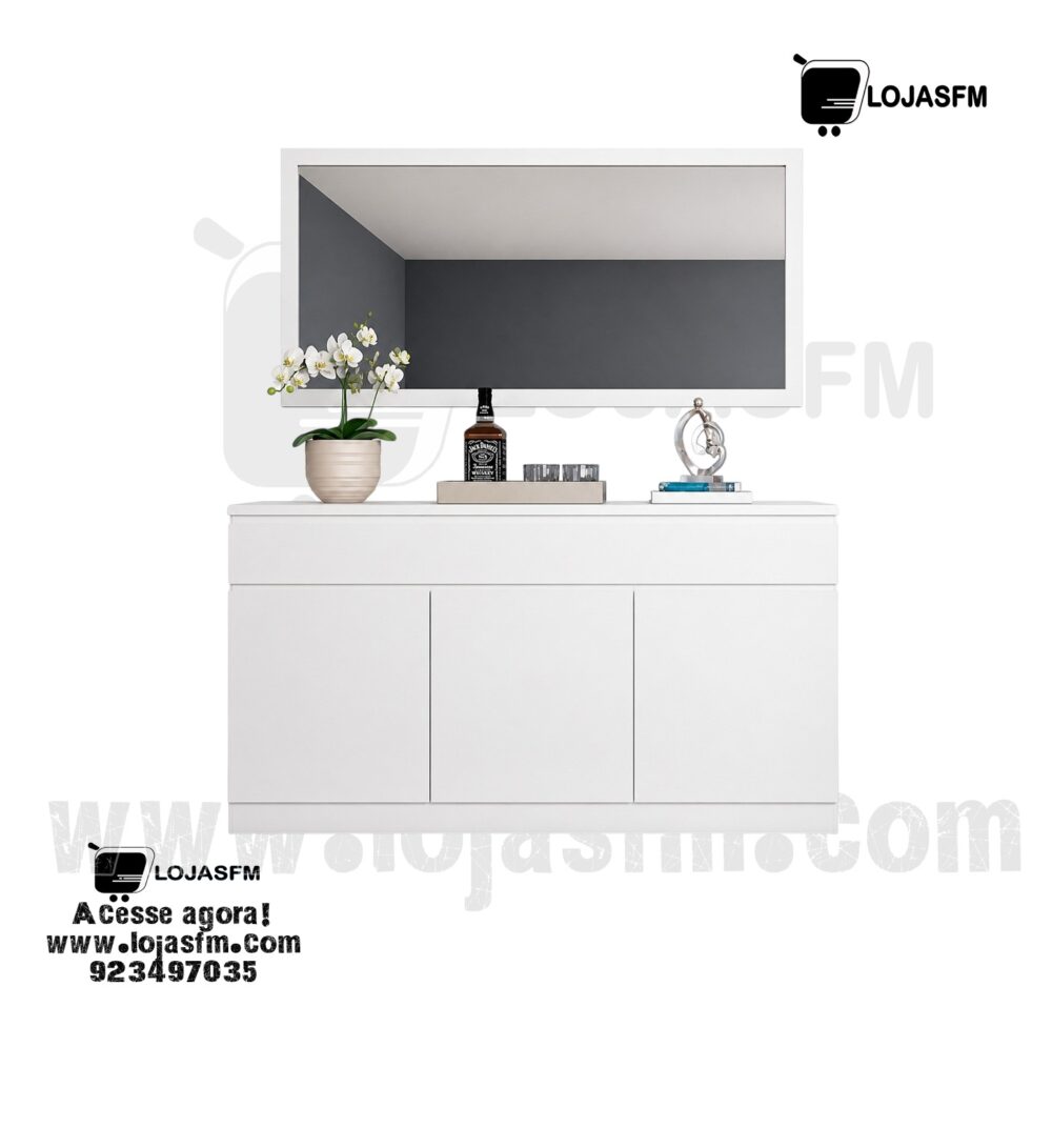 Aparador Moderno com Espelho – Móvel Elegante para Sala com Entrega e Montagem - Image 1