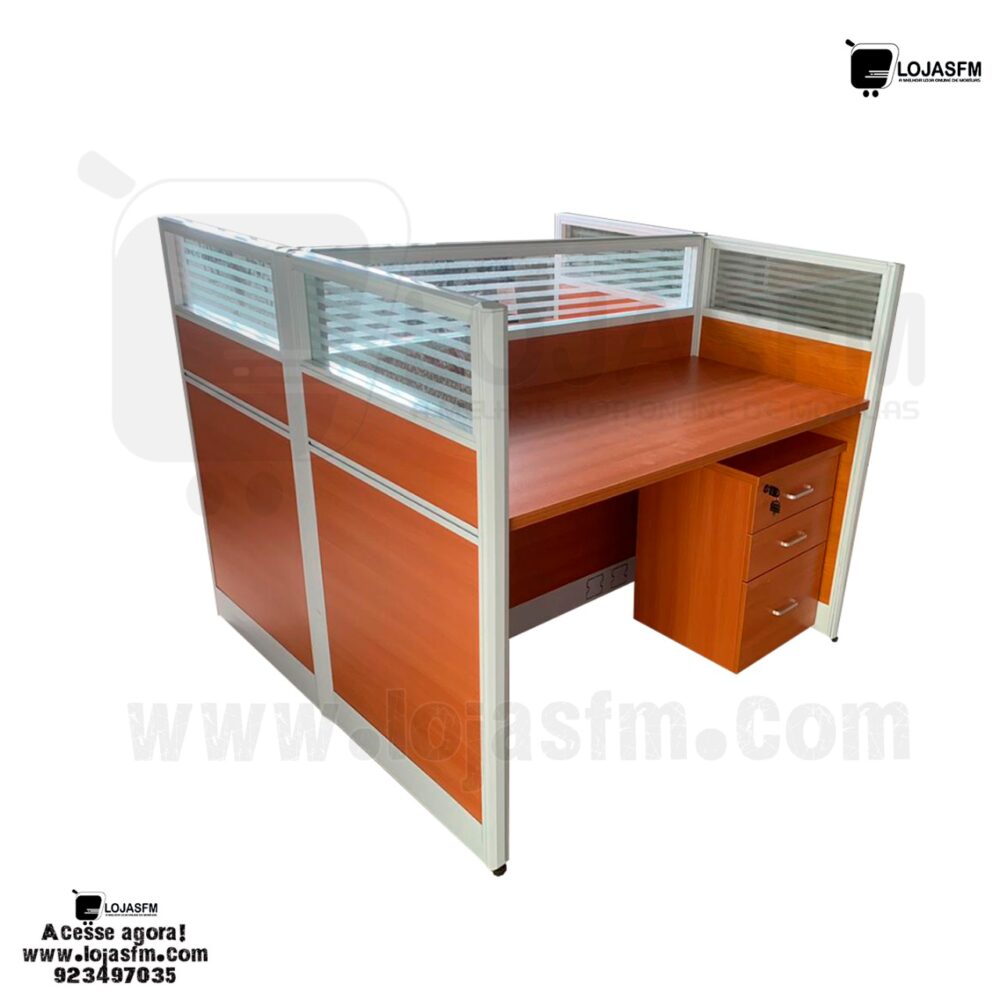 Secretária Ilha 2 Lugares – Estação de Trabalho 120×60cm com Gavetas e Montagem Inclusa - Image 5