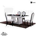 Mesa de jantar com tampo de vidro escuro e 6 cadeira produto novo com direito entrega e montagem