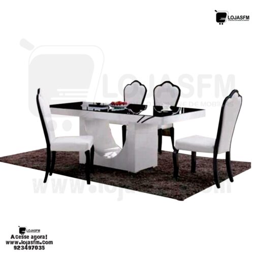 Mesa de jantar com tampo de vidro escuro e 6 cadeira produto novo com direito entrega e montagem