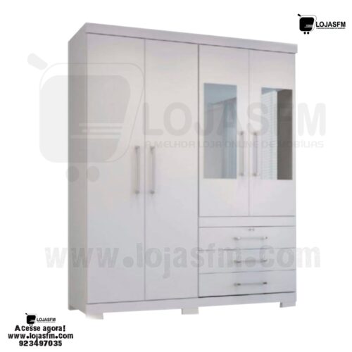 Roupeiro cor branco com 4 porta e 3 gaveta produto novo com direito entrega e montagem