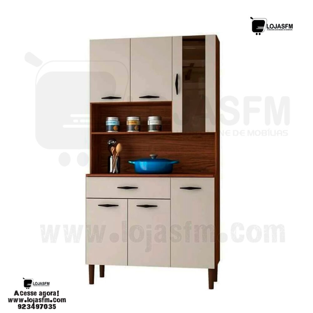 Armário de cozinha de madeira com 6 porta e 1 gaveta produto novo com direito entrega e montagem - Image 1