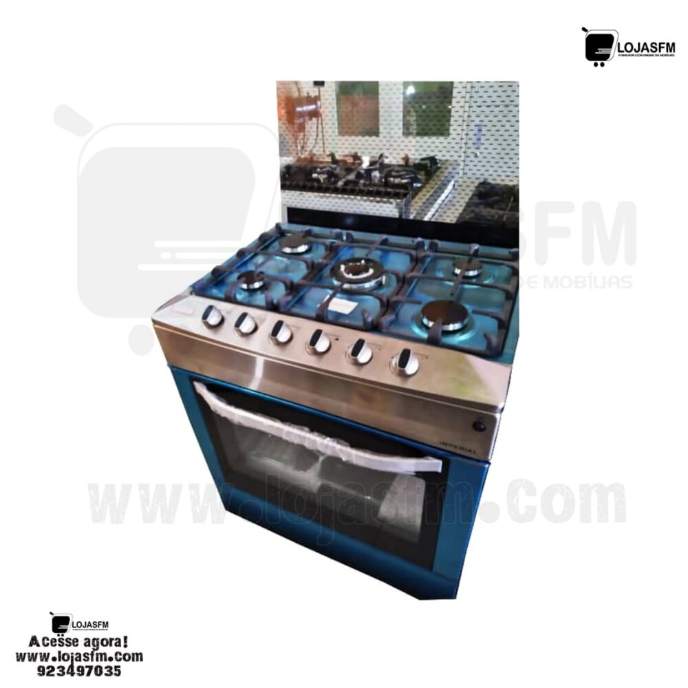 Fogão imperial inox com 5 bicos há gás produto novo com direito entrega ao domicílio - Image 1