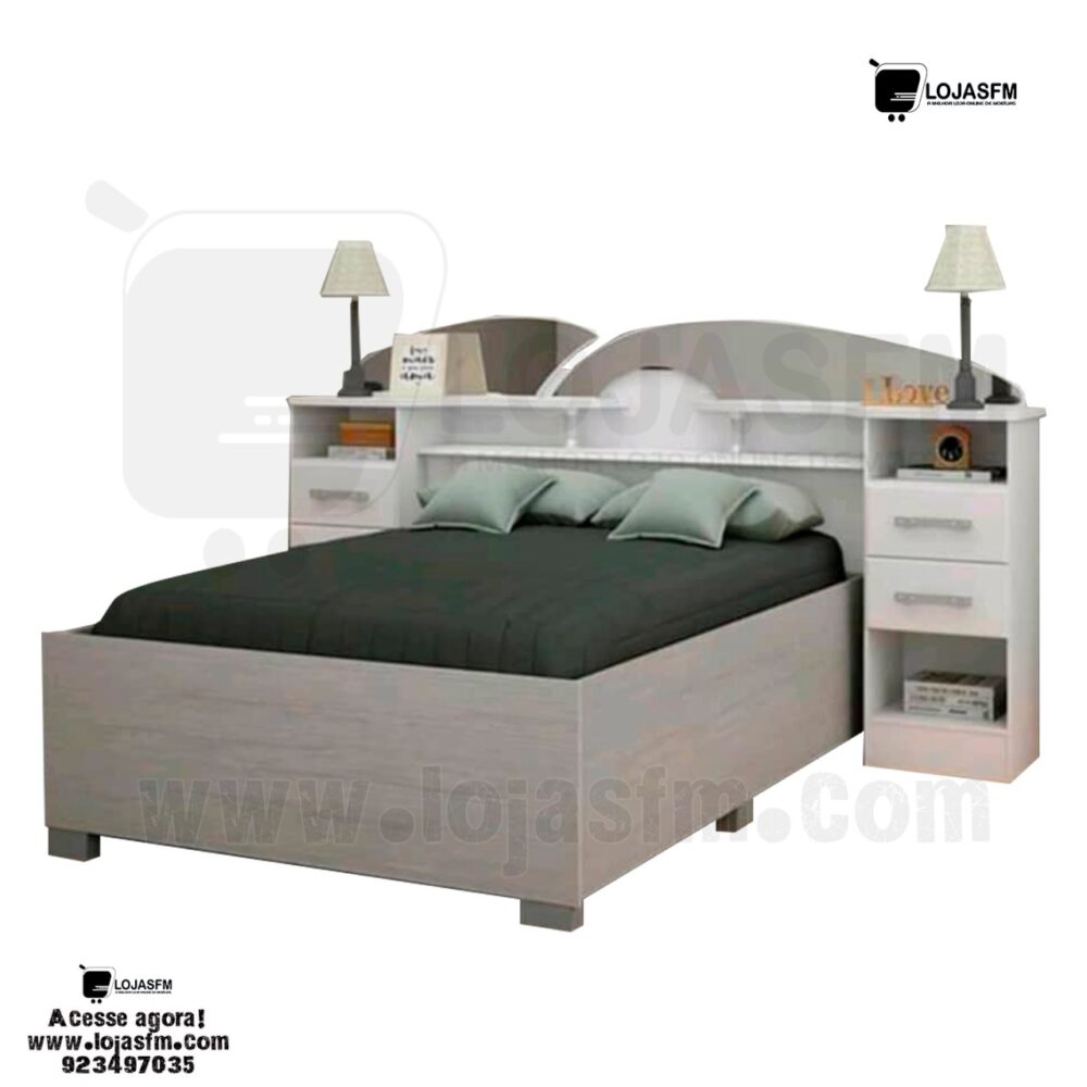 Cama de casal medida 200x160 com respectivo colchão e 2 bancas produto novo com direito entrega e montagem - Image 1