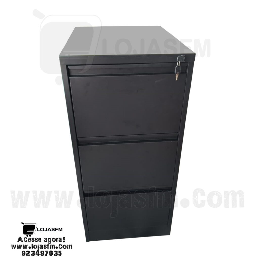 Armário de arquivo de aço com 3 gaveta preto produto novo com direito entrega e montagem - Image 1
