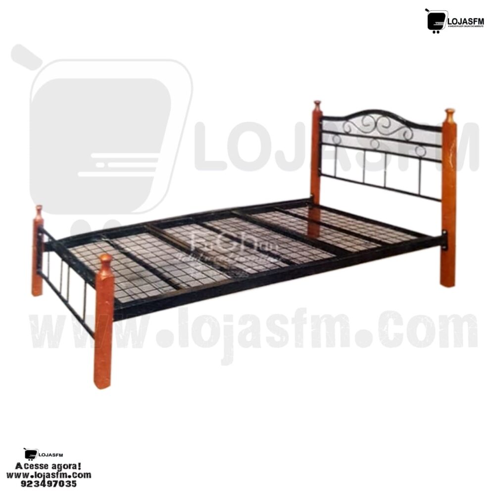 Cama para solteiro madeira e ferro medida 190x90 produto novo com direito entrega e montagem - Image 1