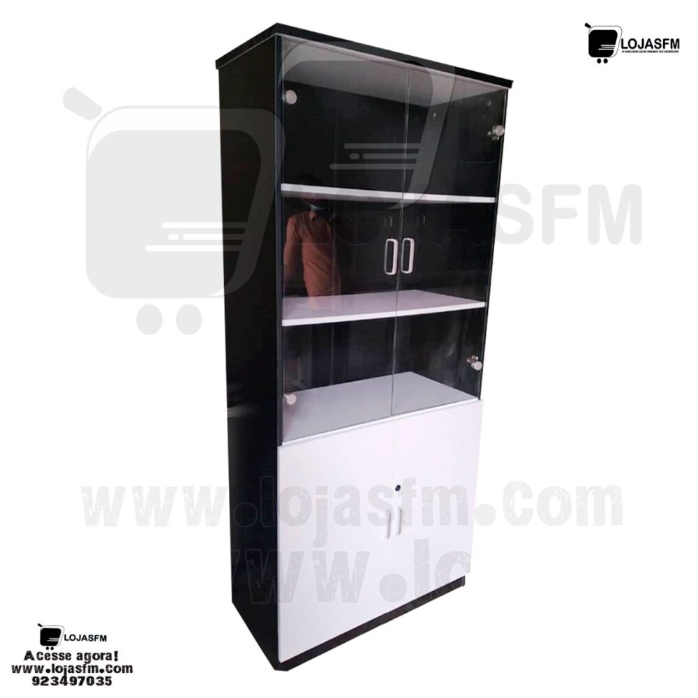 Armário alto com 4 porta 2 de vidro e 2 de madeira produto novo com direito entrega e montagem - Image 1