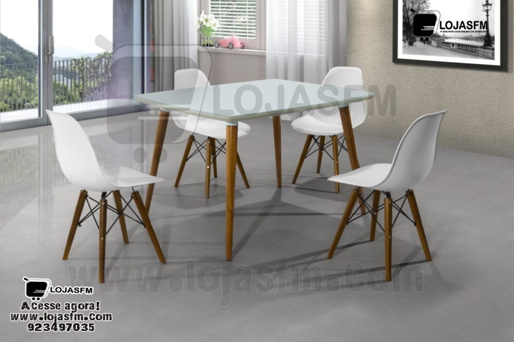 Mesa com 4 cadeira tampo retangular produto novo com direito entrega e montagem - Image 1