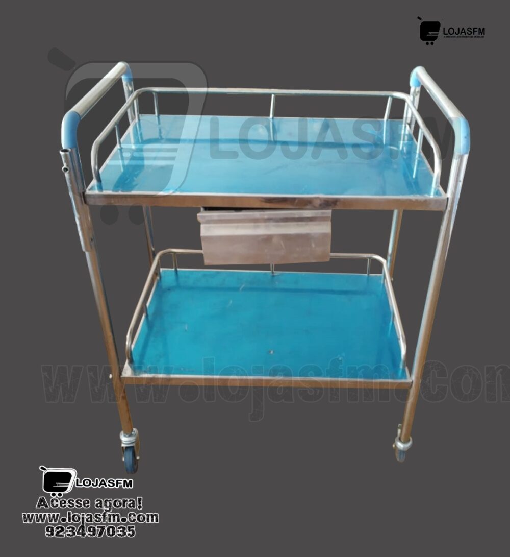 estante metálica hospitalar com 2 prateleira e 1 gaveta produto novo com direito entrega e montagem - Image 1