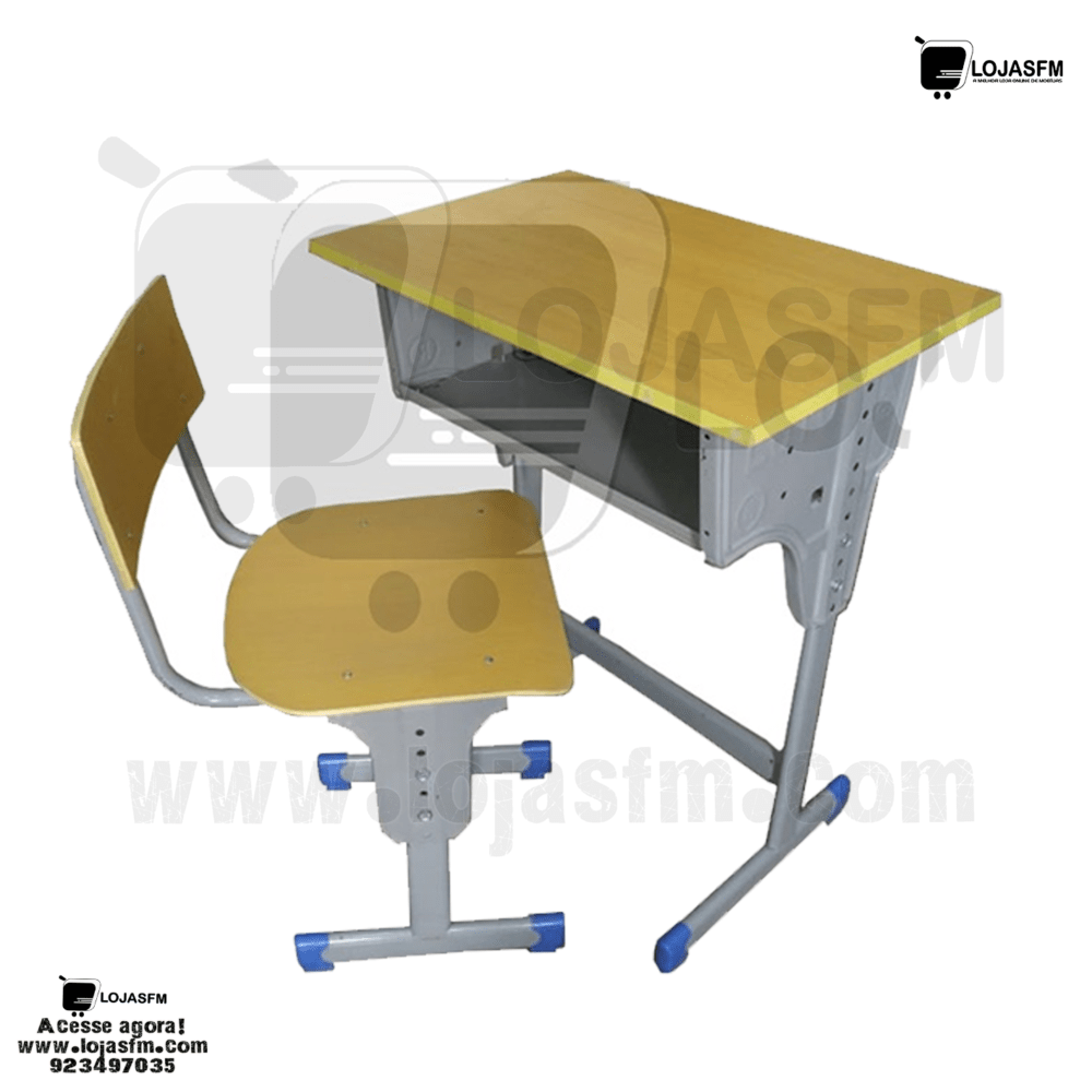 🪑 Carteira Escolar Infantil Ajustável – Estrutura Metálica Cinza com Ponteiras Azuis produto novo com direito entrega e montagem - Image 2