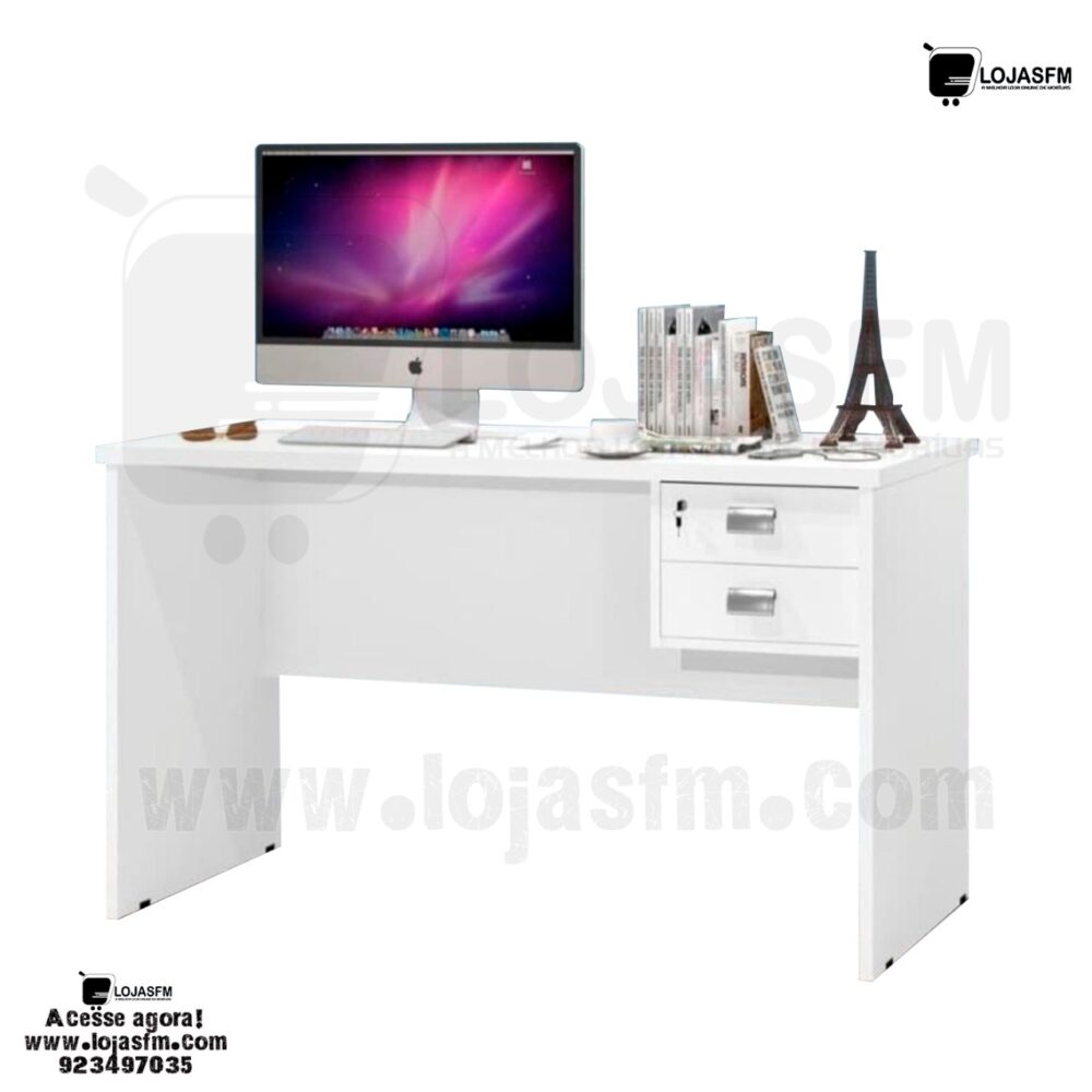 Secretaria cor branca com bloco de gaveta fixo medida 120x60 produto novo com direito entrega e montagem - Image 1