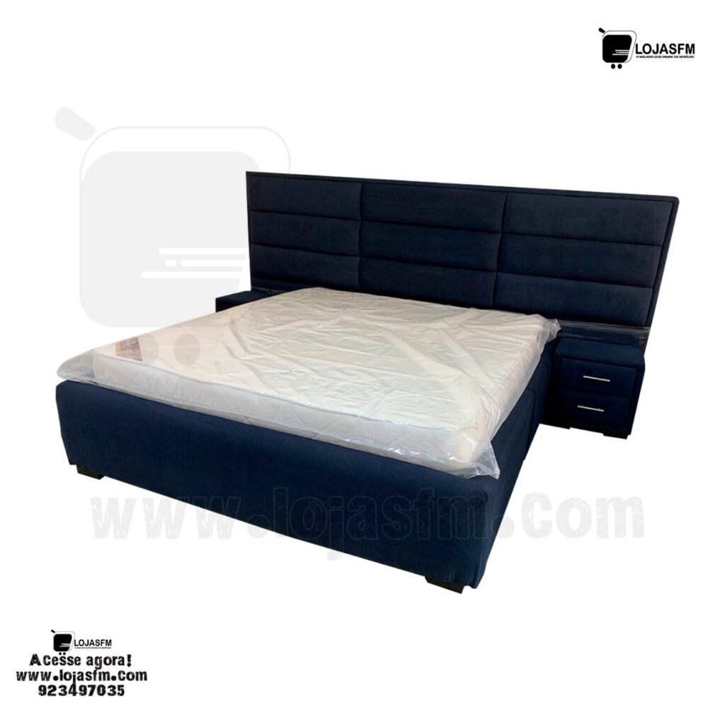 Cama box king medida 200x180 com 2 mesa de cabeceira + colchão produto novo com direito entrega e montagem - Image 1