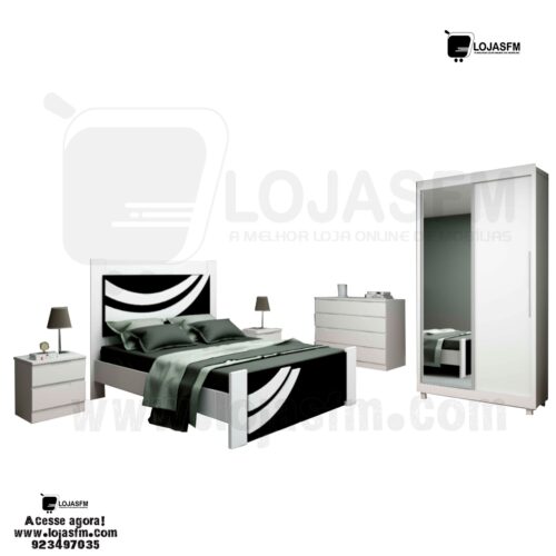 Mobilia de quarto de casal cama de 190x140 com o colchão 2 banca cómoda com espelho roupeiro com 2 porta corrida produto novo com direito entrega e montagem