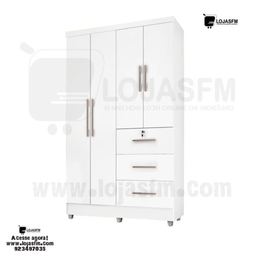 Roupeiro com 4 porta e 3 gaveta cor branco produto novo com direito entrega e montagem