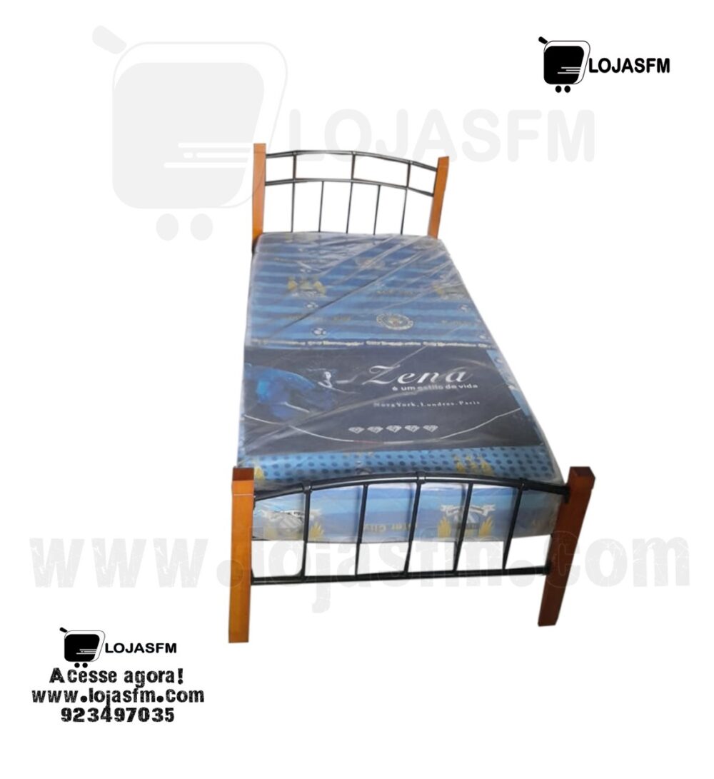 WhatsApp Image 2024-01-23 at 11.48.35 (1) Cama ferro e madeira medida 190x90 com o respetivo colchão produto novo com direito entrega e montagem - Image 1