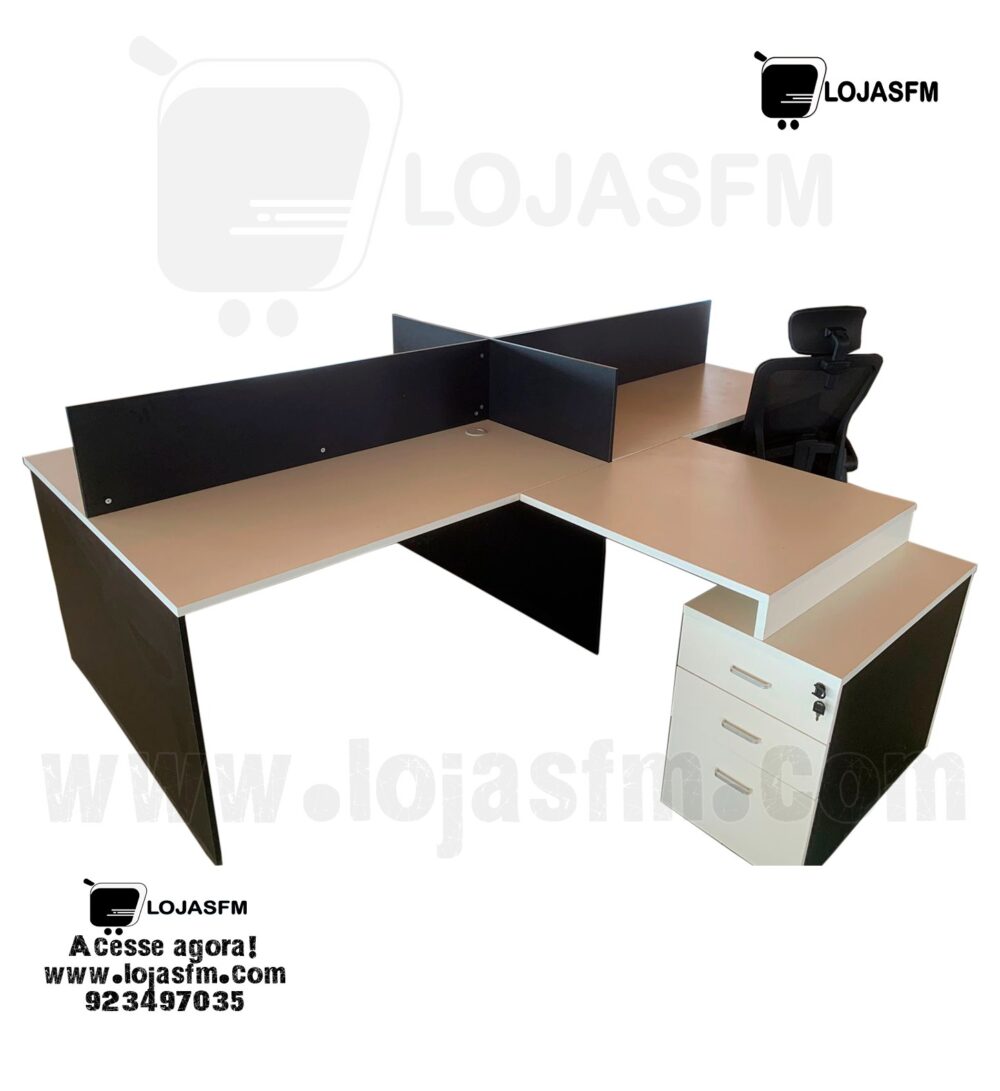 Imagem WhatsApp 2024-02-26 às 12.30.46_95eb19c5 Secretária Ilha 4 Lugares – Estação de Trabalho com Gaveteiros e Montagem Inclusa - Image 1