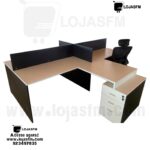 Secretária Ilha 4 Lugares – Estação de Trabalho com Gaveteiros e Montagem Inclusa