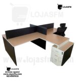 Secretária Ilha 4 Lugares – Estação de Trabalho com Gaveteiros e Montagem Inclusa