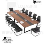Mesa de reunião tampo em madeira pés metálico com 12 lugares produto novo com direito entrega e montagem