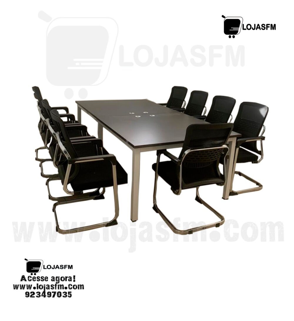 WhatsApp Image 2024-02-19 at 09.49.09 Mesa de reunião tampo em madeira pés metálico com 10 lugares medida 240x120 produto novo com direito entrega e montagem - Image 1