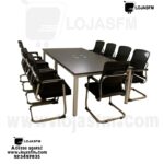 Mesa de reunião tampo em madeira pés metálico com 10 lugares medida 240x120 produto novo com direito entrega e montagem