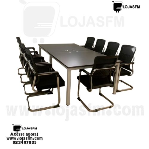 Mesa de reunião tampo em madeira pés metálico com 10 lugares medida 240x120 produto novo com direito entrega e montagem