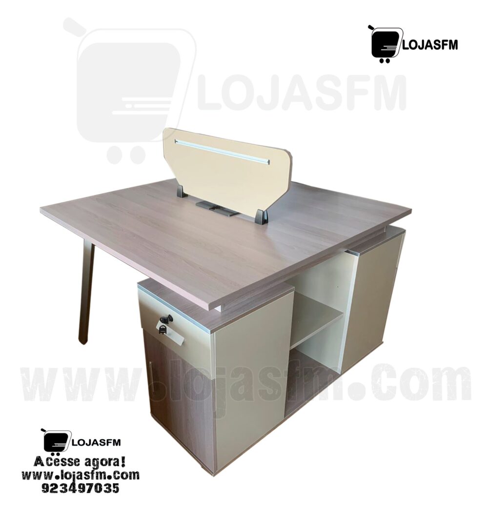 Secretária Ilha 2 Lugares – Estação de Trabalho Compacta com Gavetas e Montagem Inclusa - Image 2
