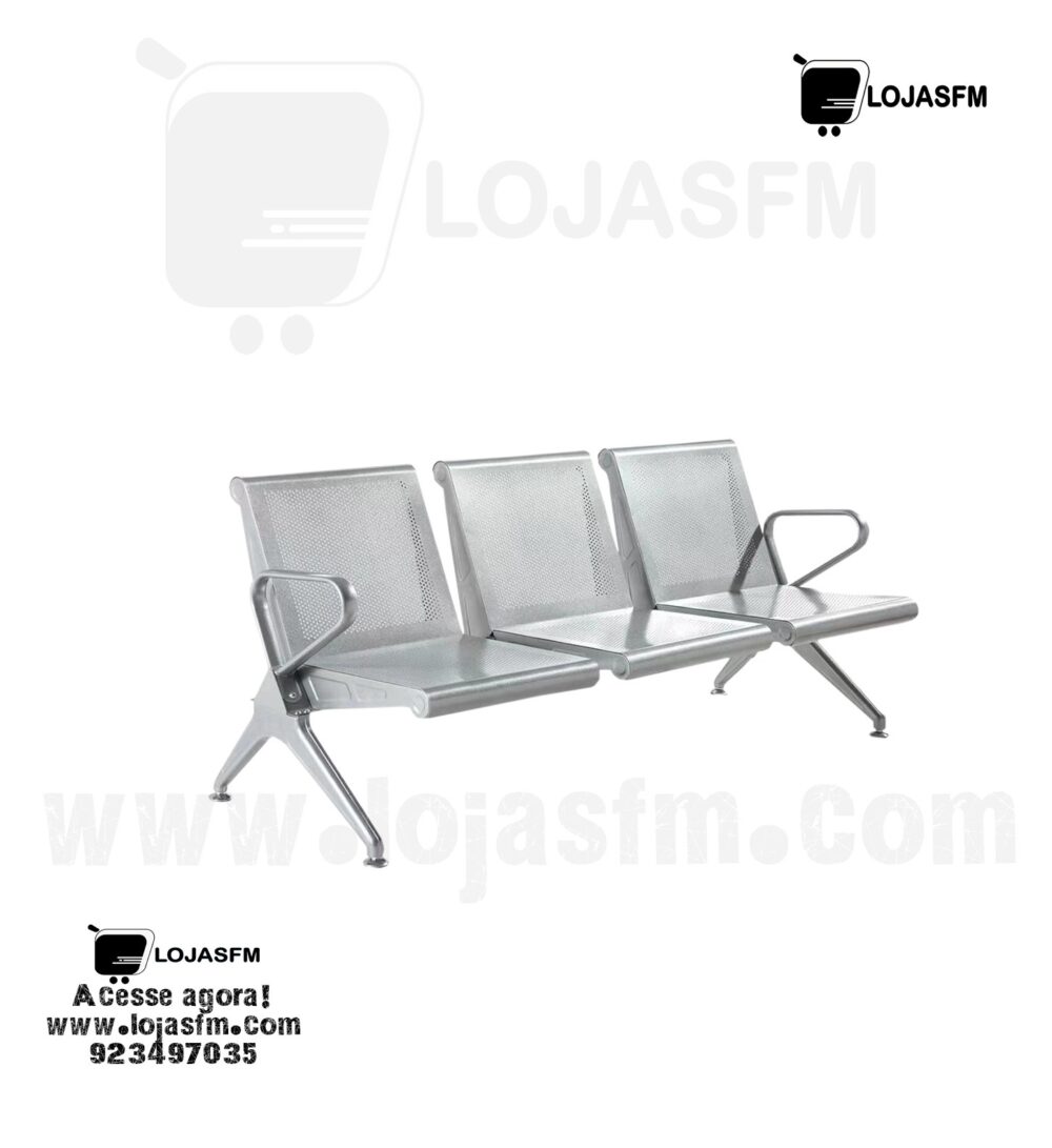 Cadeira de espera metalizada com 3 lugares produto novo com direito entrega e montagem - Image 1