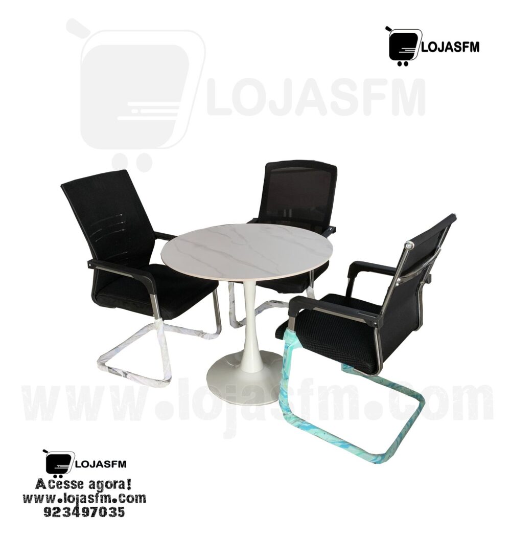 Mesa oval estrutura de ferro tampo mármore produto novo com direito entrega e montagem - Image 1