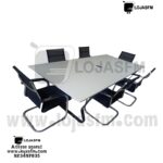 Mesa de reunião com 6 lugares tampo em madeira cor branco armação de ferro produto novo com direito entrega e montagem