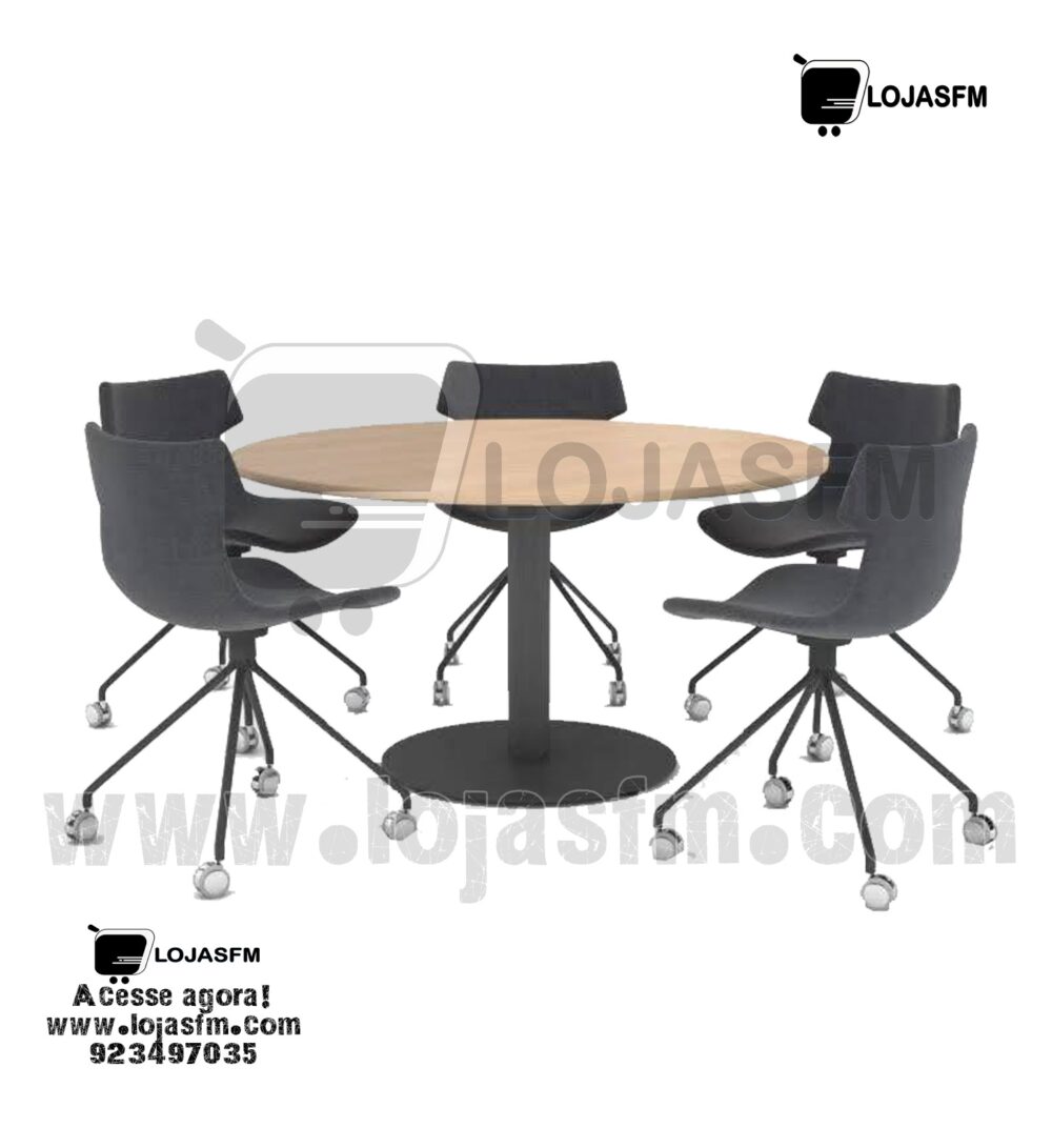 Mesa de reunião oval tampo em madeira castanho armação de ferro produto novo com direito entrega e montagem - Image 1