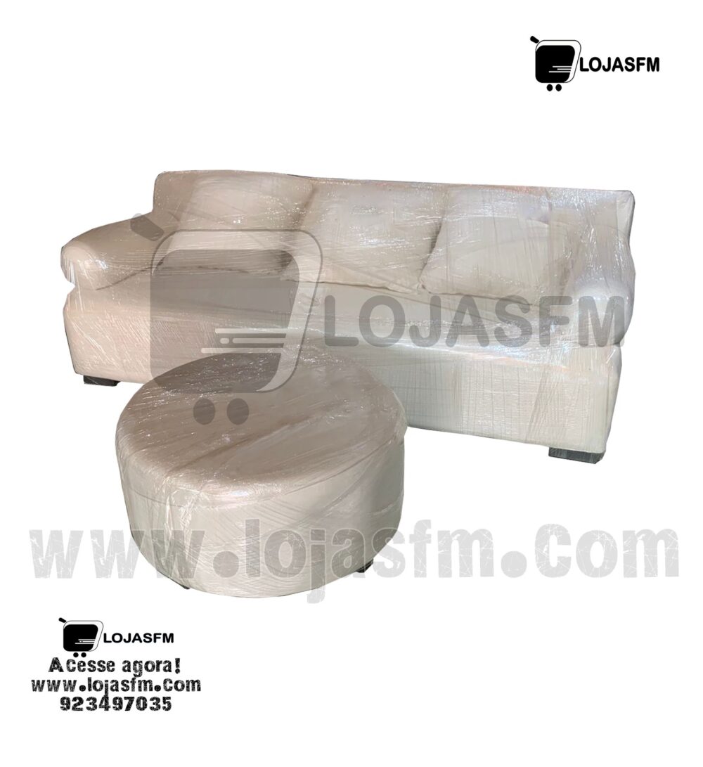 Sofá para escritório em napa branco com 3 lugares e a mesa de centro oval produto novo com direito entrega ao domicilio - Image 1