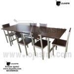 Mesa para refectório com 6 cadeira tampo e a cento e costa em madeira armação de ferro produto novo com direito entrega e montagem
