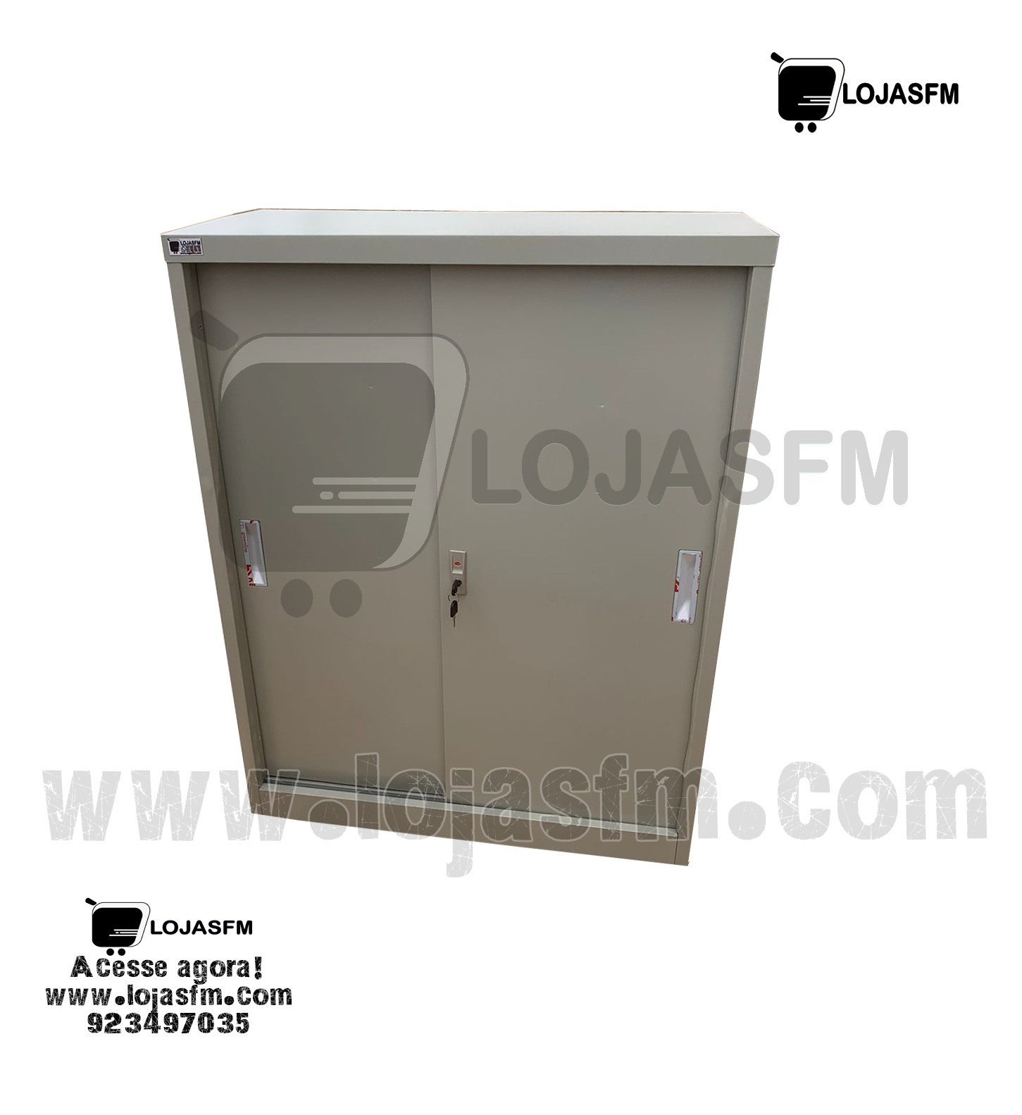 Armário de escritório base metálico com 2 porta corrida cor cinza produto novo com direito entrega e montagem