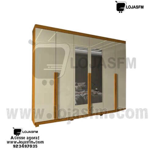 Roupeiro king com 6 porta e 4 gaveta cor madeirada produto novo com direito entrega e montagem