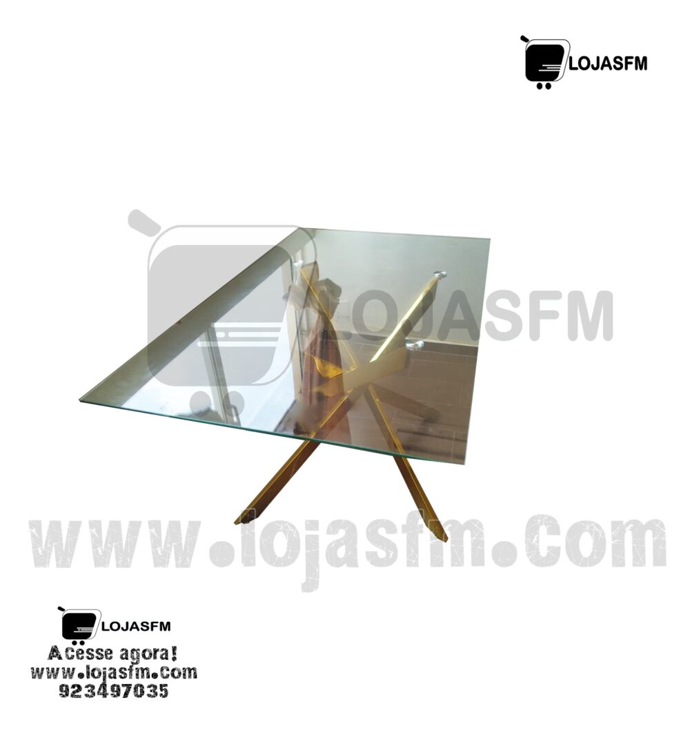 Mesa de jantar com 6 cadeira tampo em vidro armação dourada metálica acento e encosto em napa branco produto novo com direito entrega e montagem - Image 2