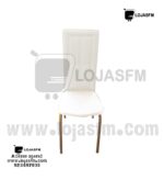 Mesa de jantar com 6 cadeira tampo em vidro armação dourada metálica acento e encosto em napa branco produto novo com direito entrega e montagem - Image 4