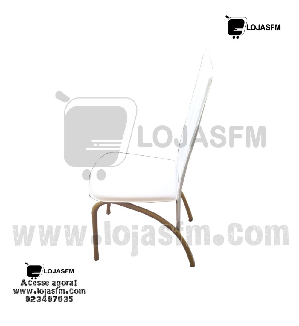 Mesa de jantar com 6 cadeira tampo em vidro armação dourada metálica acento e encosto em napa branco produto novo com direito entrega e montagem - Image 3