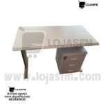 Secretaria cor branca com pernas metálica tampo em madeira medida 120x60 com bloco de gaveta rodado produto novo com direito entrega e montagem