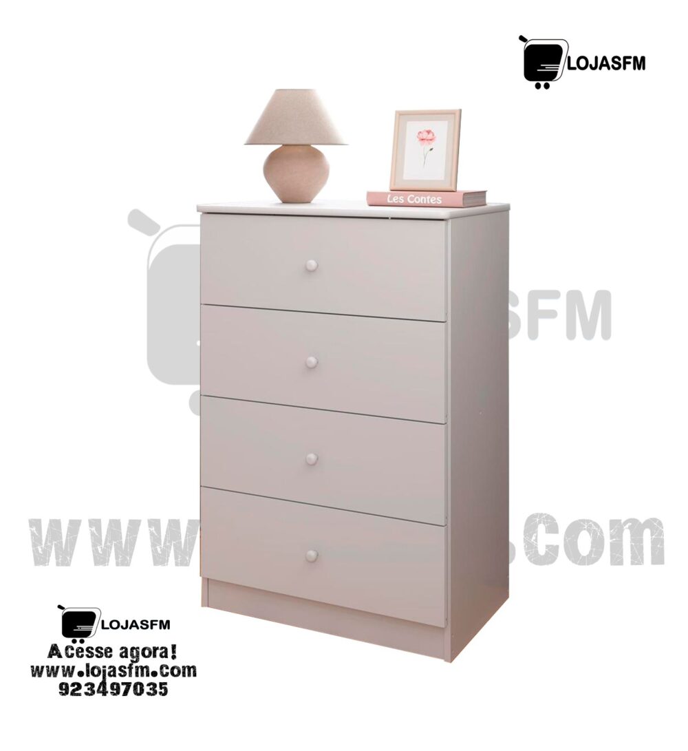 Cômoda para criança com 4 gaveta cor branca em madeira produto novo com direito entrega e montagem - Image 1